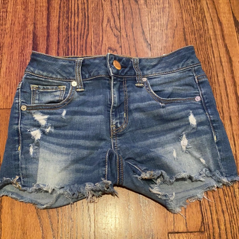 Blue denim American eagle shorts